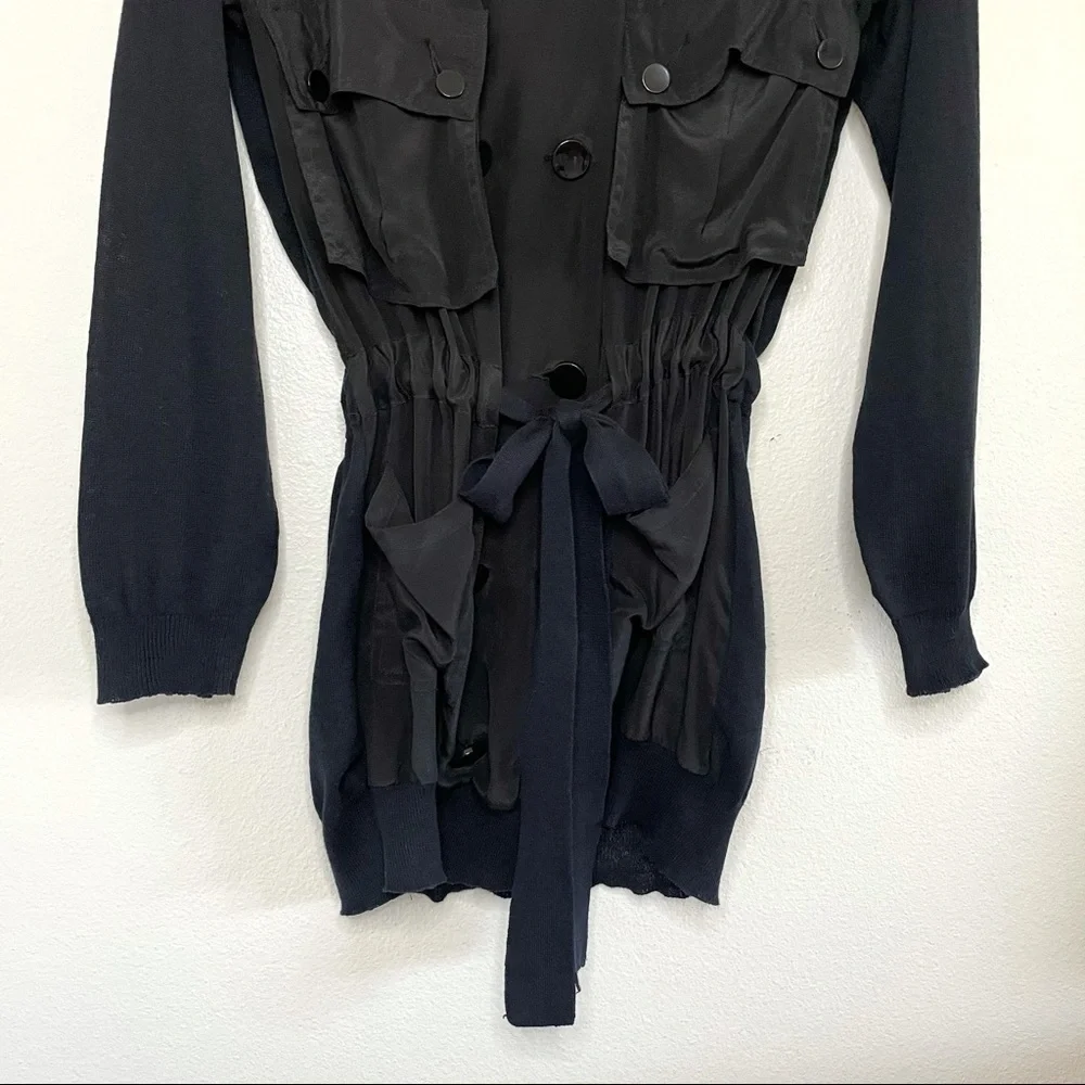 3.1 Phillip Lim Silk Cardigan Belted Button Front Utility Sweater Black Size 2
